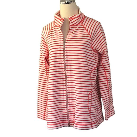 Tommy Bahama Jacket XL Orange Striped Stretch Cotton Zip Front - Picture 1 of 11